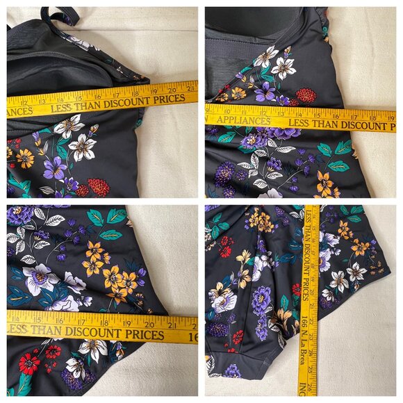 Time And Tru Womens 22W(20-22) Plus Sz Floral Halter 1-Piece Swimsuit Slimming - Picture 12 of 16